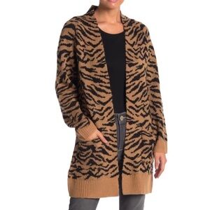 Free Press Tan and Black Zebra Print Cardigan